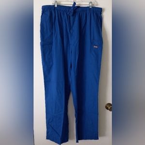 Cherokee Scrub pants unisex size 2X zip and tie stretch waist royal blue